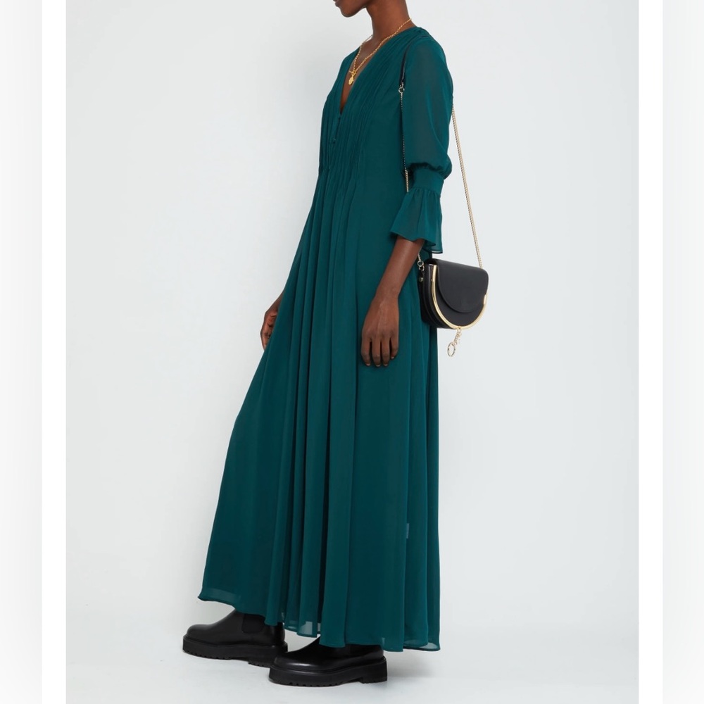 Women's Teal Midi Dress with V-Neck - Picture 2 of 4